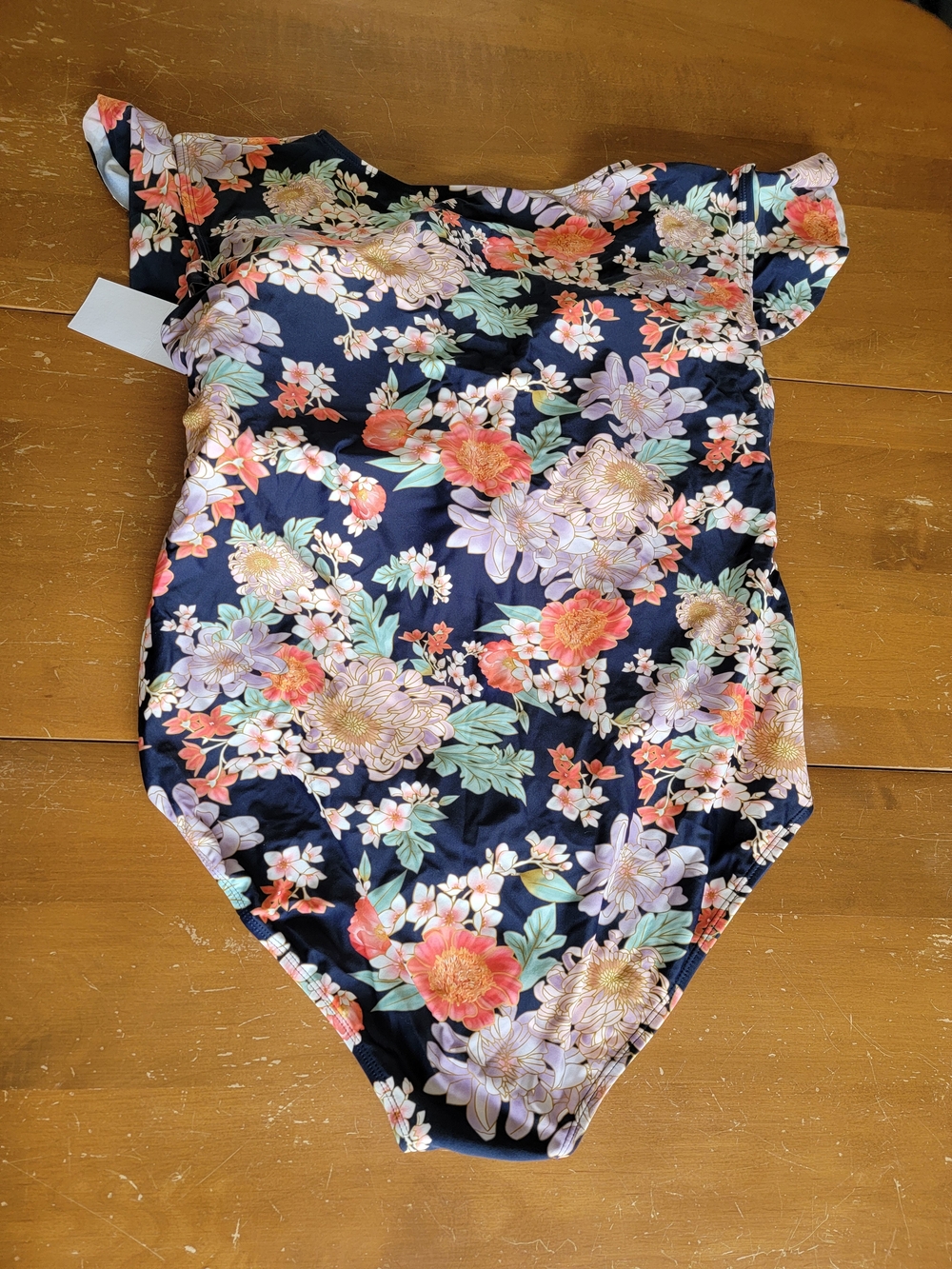 Floral One-Piece Zip Front Swimsuit - Navy with Floral Pattern Size 4X NWT - Picture 7 of 11